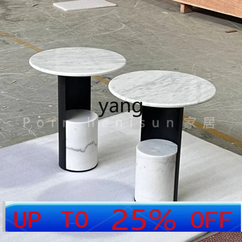 

LH natural marble sofa edge designer light luxury creative small apartment bedside table