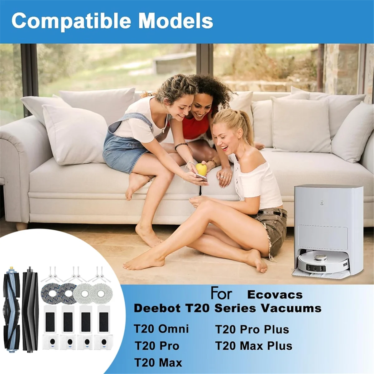 20 قطعة ل Ecovacs Deebot T20 Omni ing روبوت الملحقات الرئيسية الجانب فرشاة كيس لجميع الغبار ممسحة نظافة أجزاء استبدال