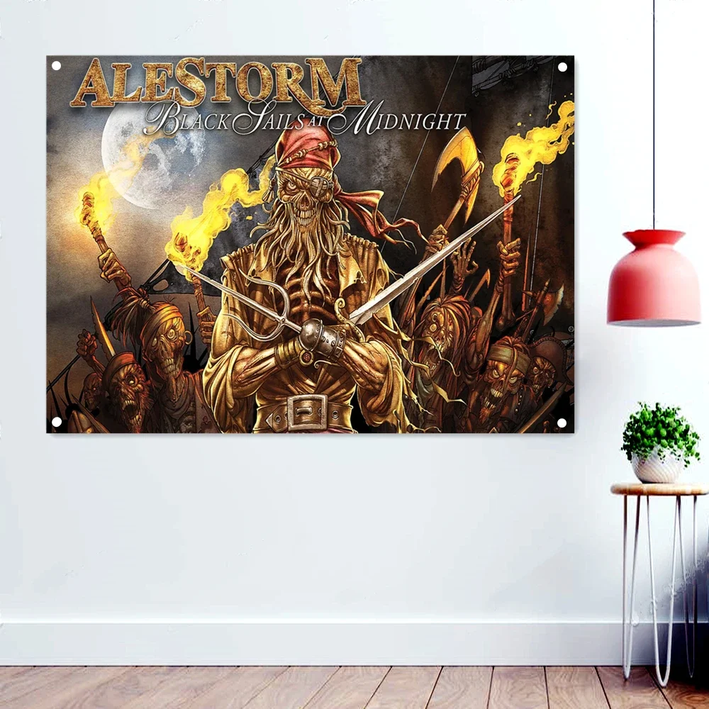 ALESTORM Death Metal Flags Wall Hanging Music Dark Art Tattoos Artwork Posters scary Bloody Drawing Rock Band Logo Banners