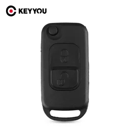 KEYYOU-carcasa plegable para coche, carcasa para mando A distancia, 2 botones, para Mercedes Benz SLK E113 A C E S W168 W202 W203