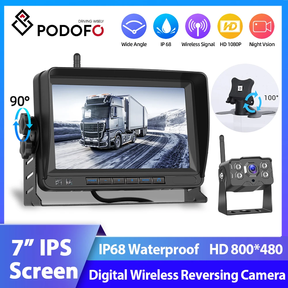 

Podofo 7'' Car Monitor Rear View Cam Rearview Camera Backup Camera Dashboard Dash Cameras Reverse HD IPS Screen