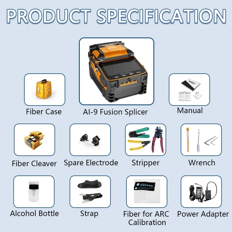 Signal Fire AI-9 Optical Fiber Fusion Splicer 10 Languages Fiber Welding High Precision Fusion Splicing Fiber