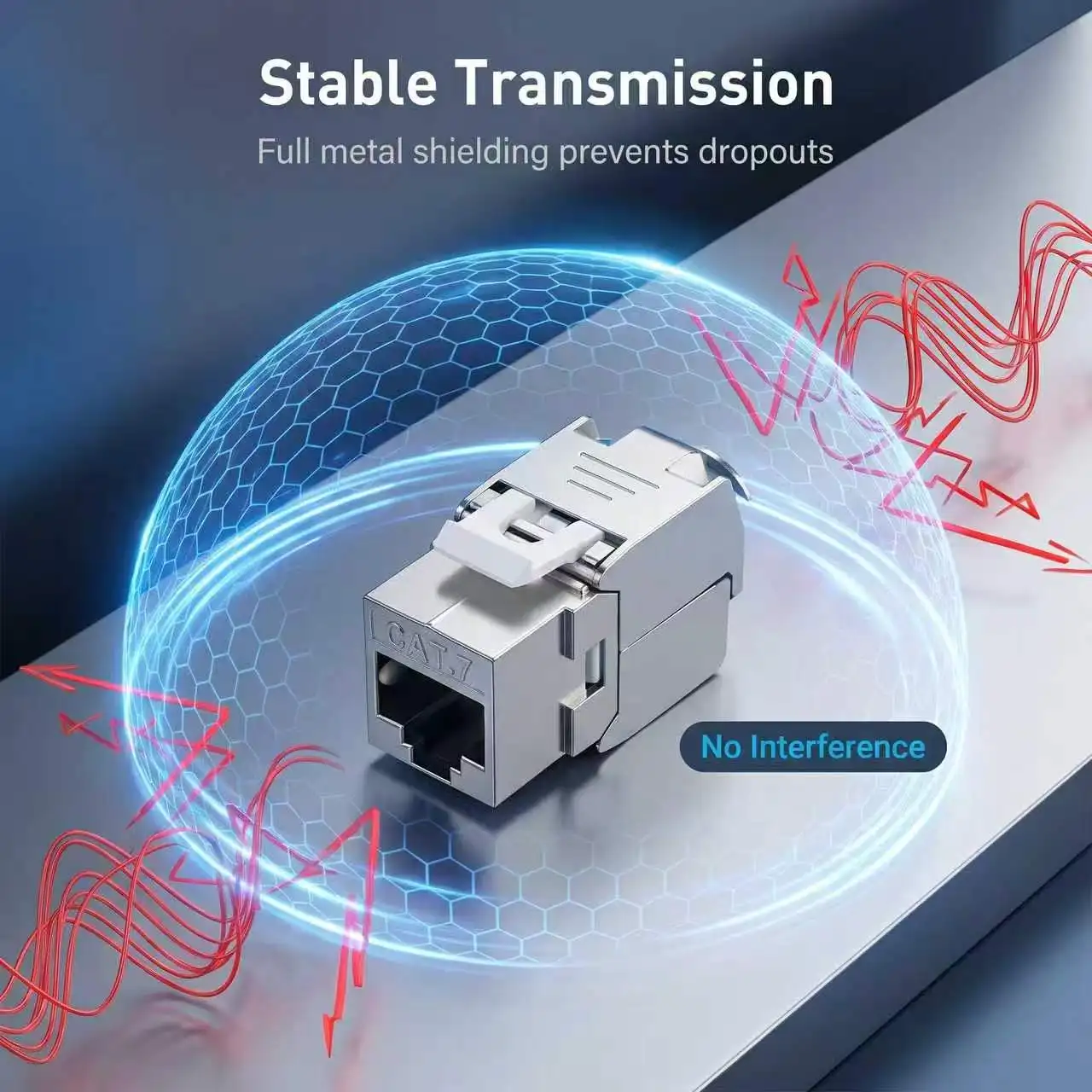 Cat6a Cat7 Keystone Jack Type Zinc Alloy Module Cat7 RJ45 STP Tool-Less Jacks Adapter Coupler for 22 to 26 AWG