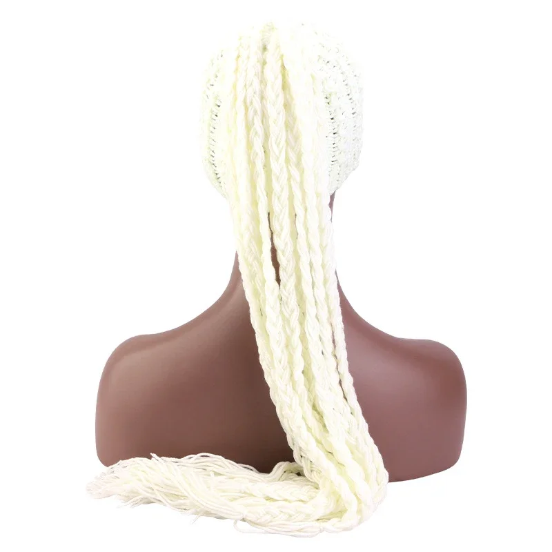 Men Crocheted Hat Women Winter Hip Hop Punk Dreadlocks Knit Hat Gothic Vintage Tassel Warm Braided Beanies Halloween Funny Caps