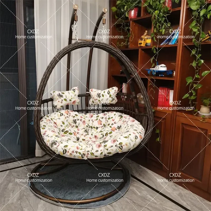 Outdoor Double Rattan Hanging Basket Chair Indoor Balcony Courtyard Cradle Lazy Swing Seat Wicker Hammock Chair for Two