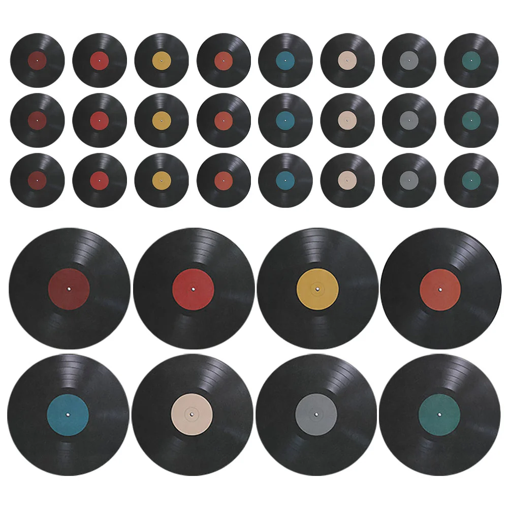 

32 Pcs Vinyl Record Decoration Records Wall Decals Rock Party Decorations Indoor Display Mount Pvc Music