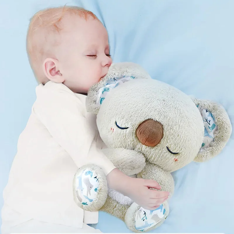 Breathing Koala Baby Soothing Plush Doll Soft Sleep And Playmate Musical Toy With Light Sound Newborn Sensory Comfortable Gifts