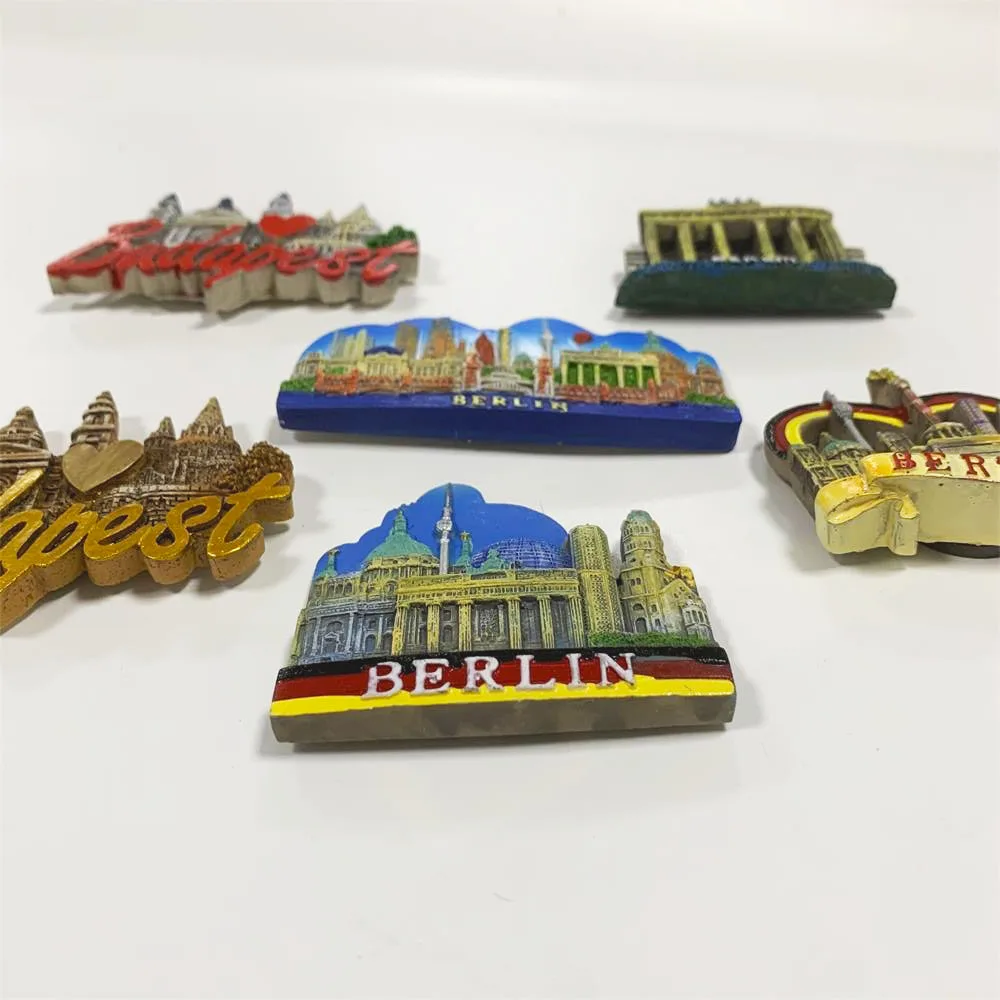 Country Fridge Magnets Germany Berlin Budapest Tourist souvenir Fridge Magnet Sticker World Travel Collection Gift  Magnetic