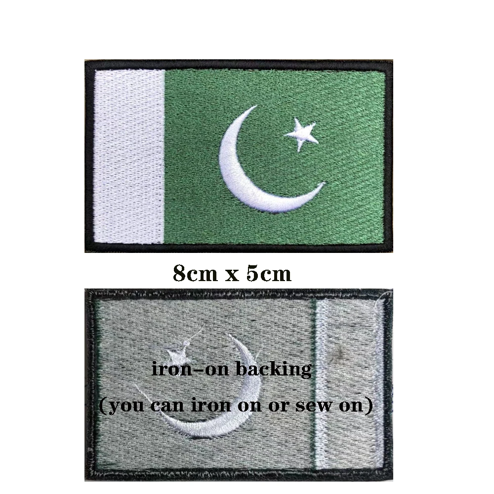 1PC Pakistan Flag Patches Armband Embroidered Patch Hook & Loop Or Iron On Embroidery  Badge Military Stripe