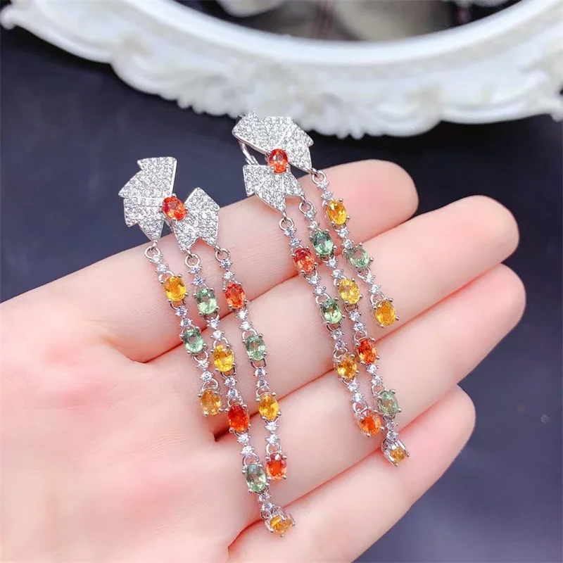 

New Royal Natural Colored Sapphire Earrings, 925 Silver Women's Earrings, a Must-have Style for Banquets and Parties