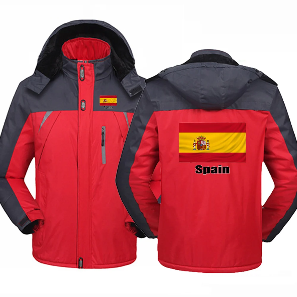 2026 Football Team Autumn And Winter Men's Spanish Flag Logo Print Winter Mountaineering Clothing Jacket Coat Hoodies view 2