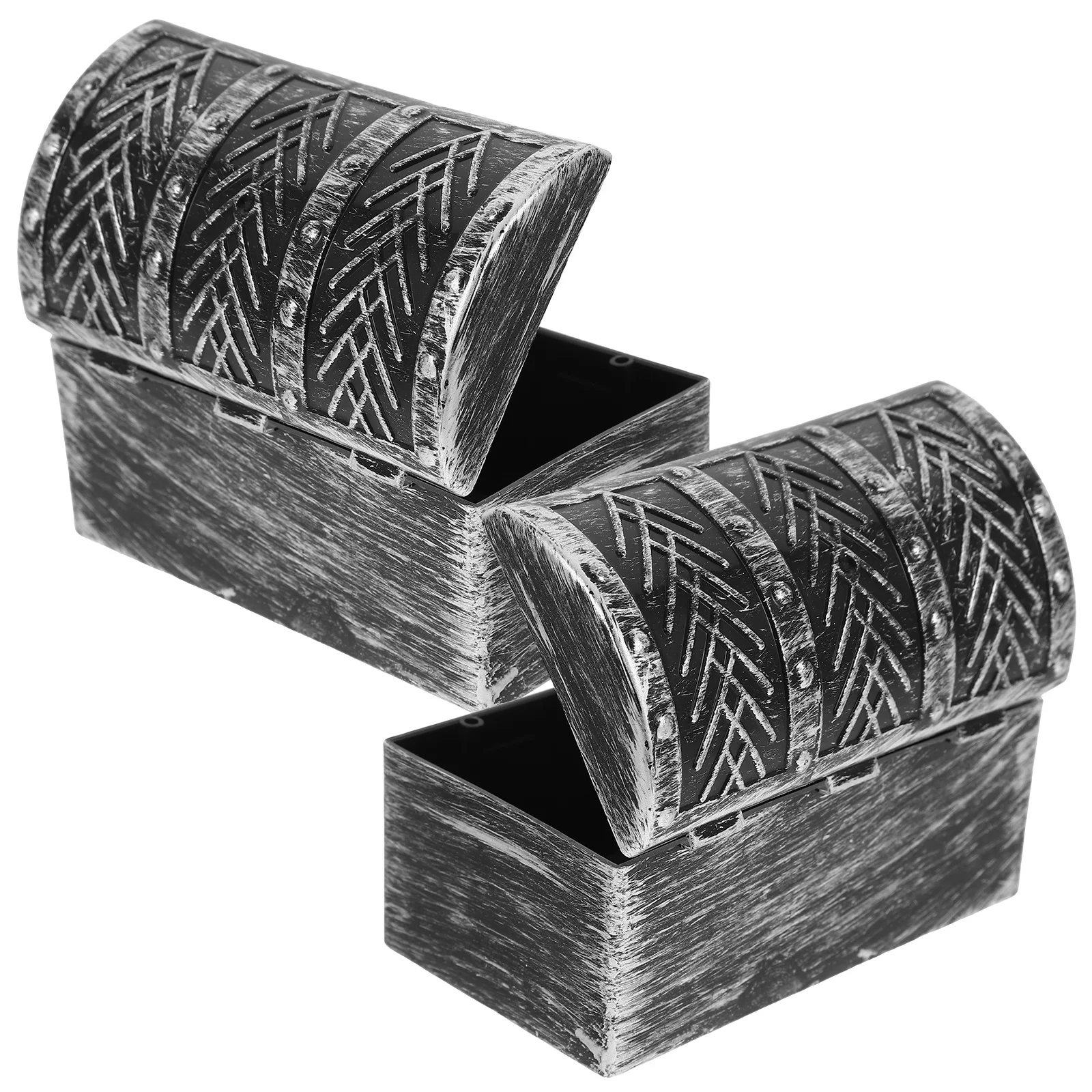 

2Pcs Vintage Style Plastic Jewelry Case Small Retro Storage Chest Decorative Organizer Practical for Travel and Home