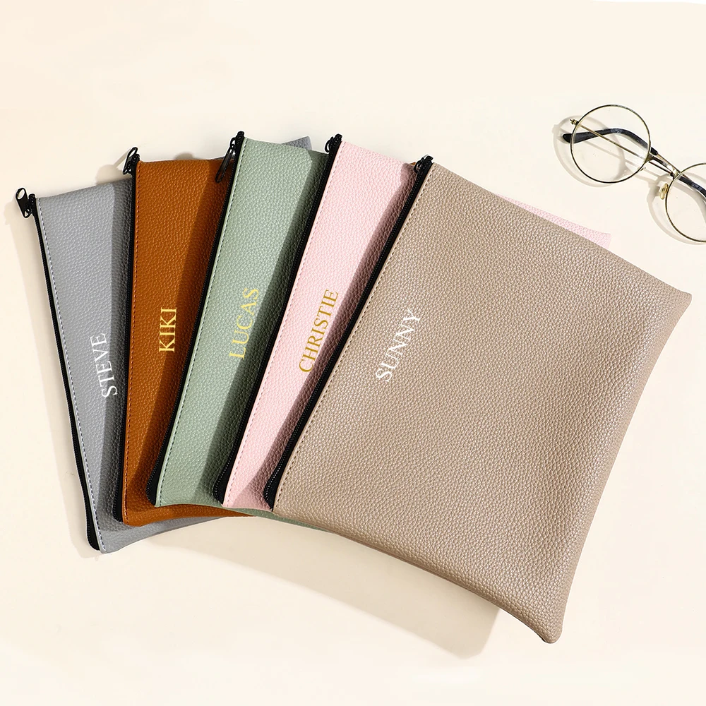 Business Office Leather Personalized Document Bag A4 Paper 13 Inch Laptop Bag Custom Name Luxury Wholesale Versatile Storage Bag