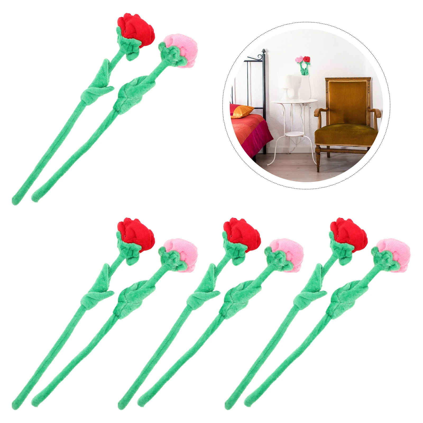 

8 Pcs Plush Bendable Stem Scene Layout Bouquet Flower Fake Arrangement Artificial