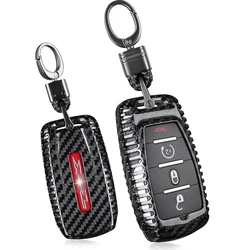 For Ram Key Fob Cover Carbon Fiber Key Fob Protector Case Shell for Ram 1500 2500 3500 Wagon Tradesman Accessories 2019-2024