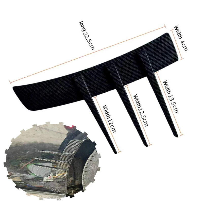 2pcs 22.5cm Front Bumper Vent Sticker Car'S Door Side Modification Model Duck Type Splitter A Set Currency Exterior Parts