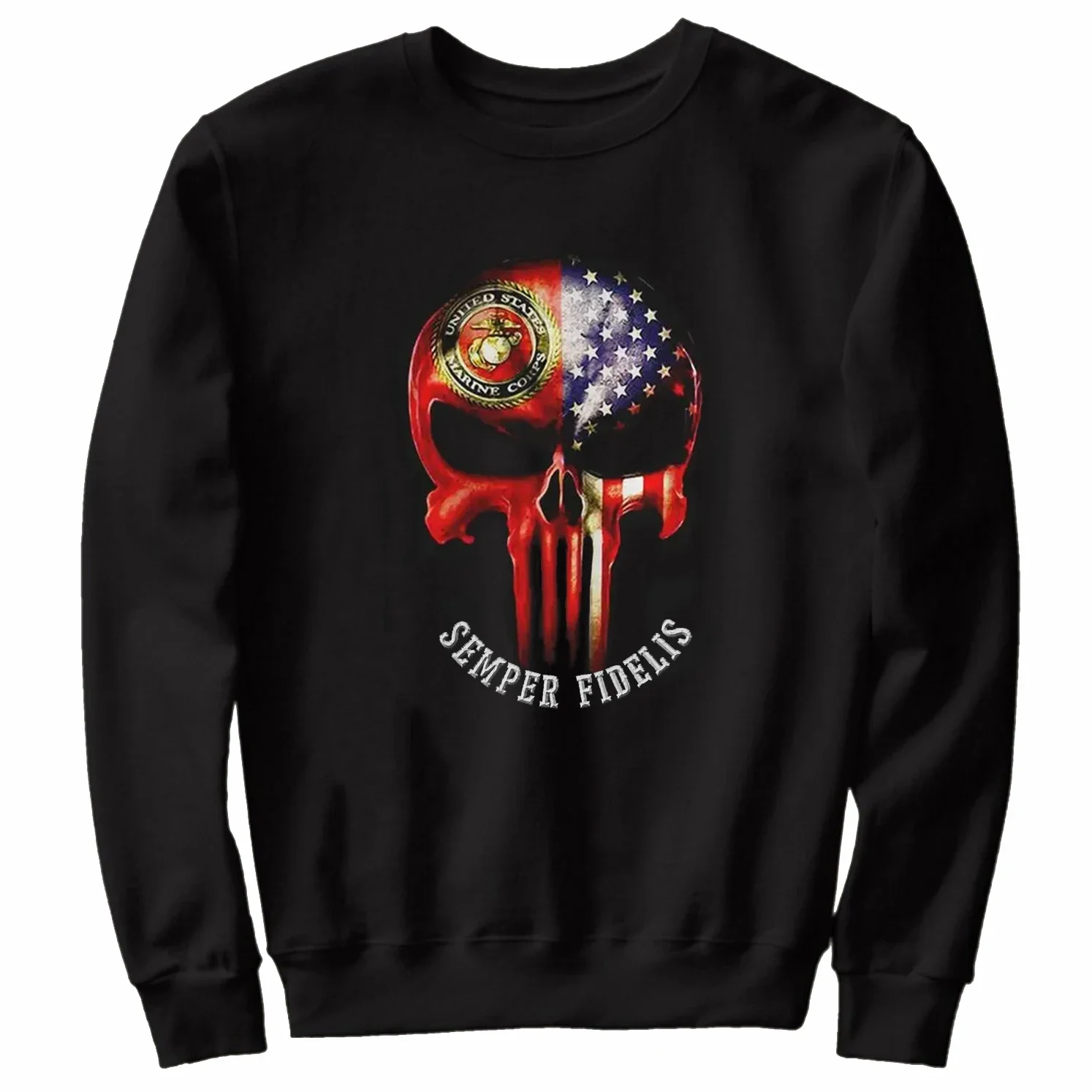 Patriotic American Flag Skull US Marine Corps Pullover Hoodie New 100% Cotton Casual Mens Sweatshirts Fashion Streetwear