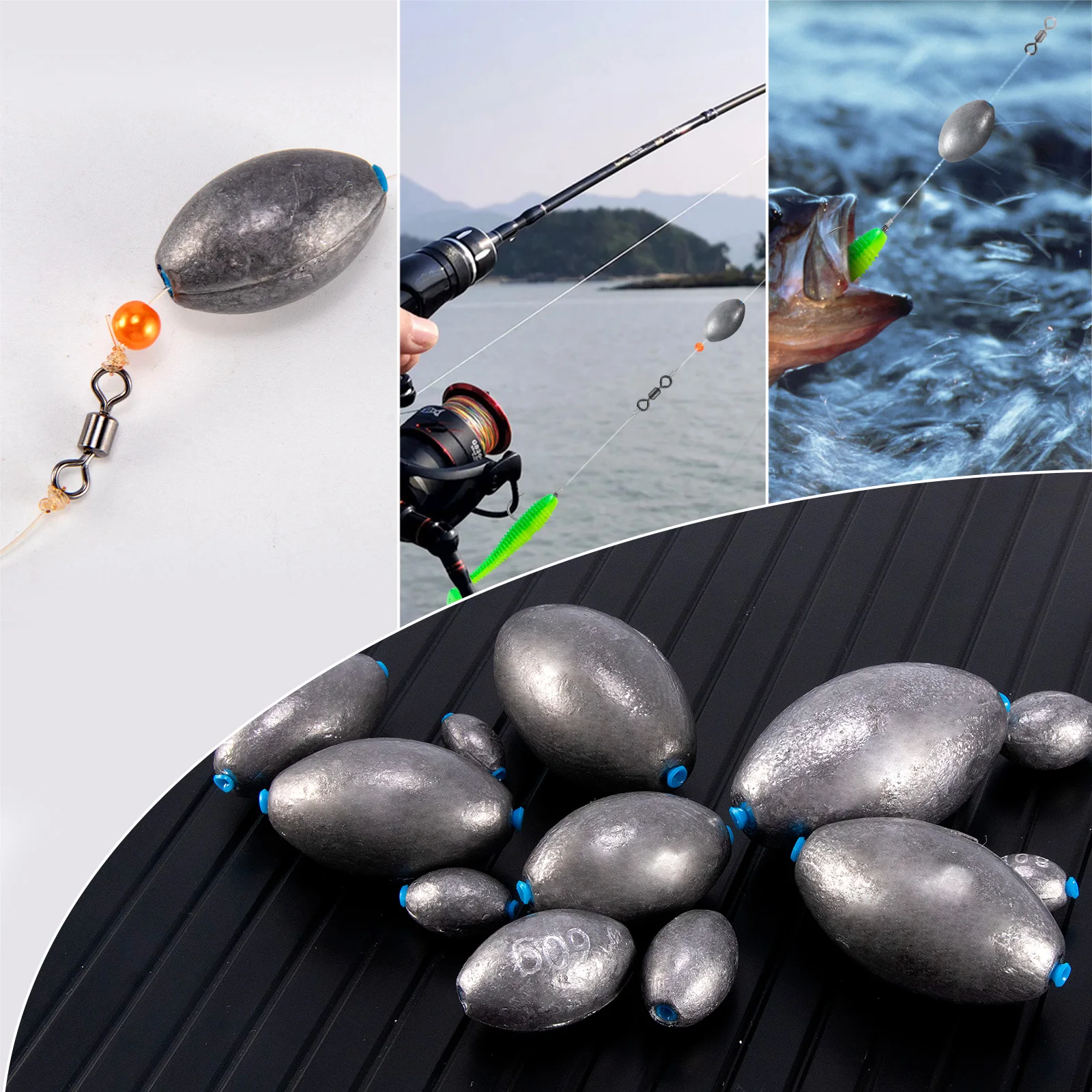 5g-200g Ei-Sinker, Angelgewicht, ovale Gewichte, Sinker, für Surf Fishing Rig Carolina Rigs Texas Rigs Long Casting Wels – Detail 8