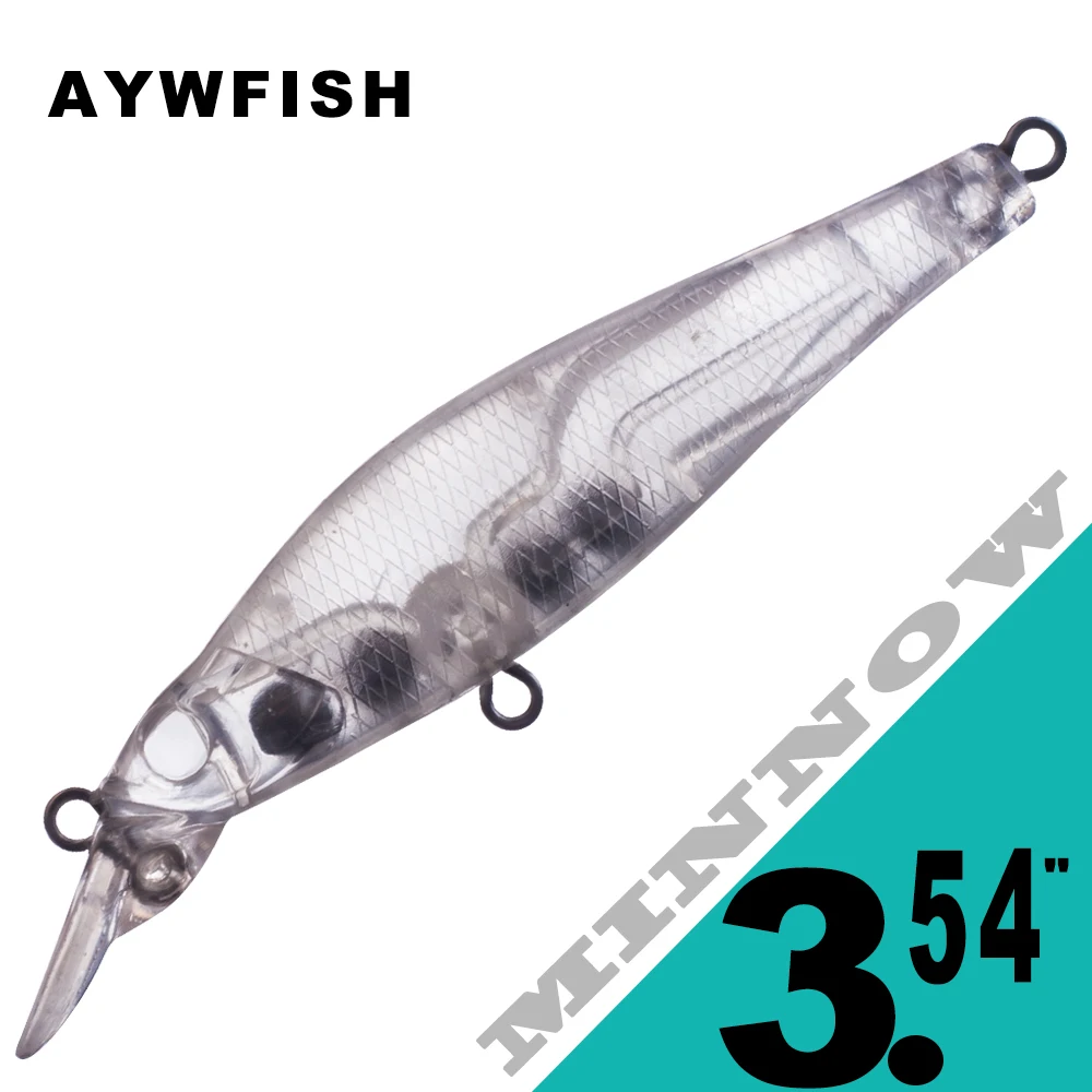 AYWFISH 10PCS / LOT Unpainted Floating Minnow Fishing Lure Artificial Hard Bait Wholesale 3.54IN 7G Shallow Diver Minnow Blanks