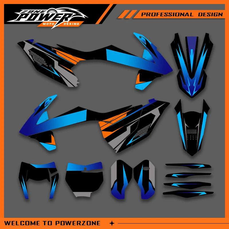 

POWERZONE Мотокросс Графический фон Наклейки Наборы наклеек для KTM 2016 2017 2018 SXF 2017 2018 2019 EXC Индивидуальный номер 013