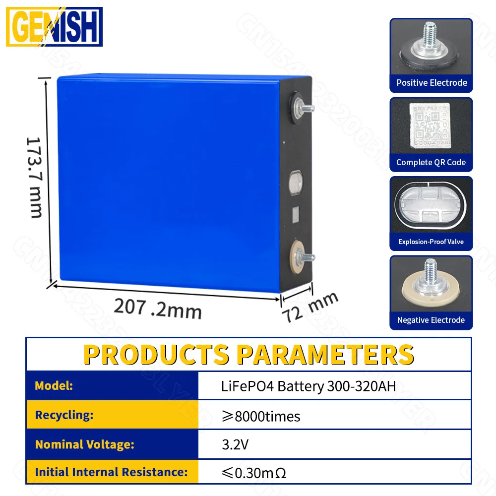 PWOD 320Ah Lifepo4 خلايا 3.2 فولت Batteria الصف أ 8000 + دورات ليثيوم فوسفات الحديد قابلة للشحن لتقوم بها بنفسك 12 فولت 24 فولت 48 فولت لعربة جولف RV