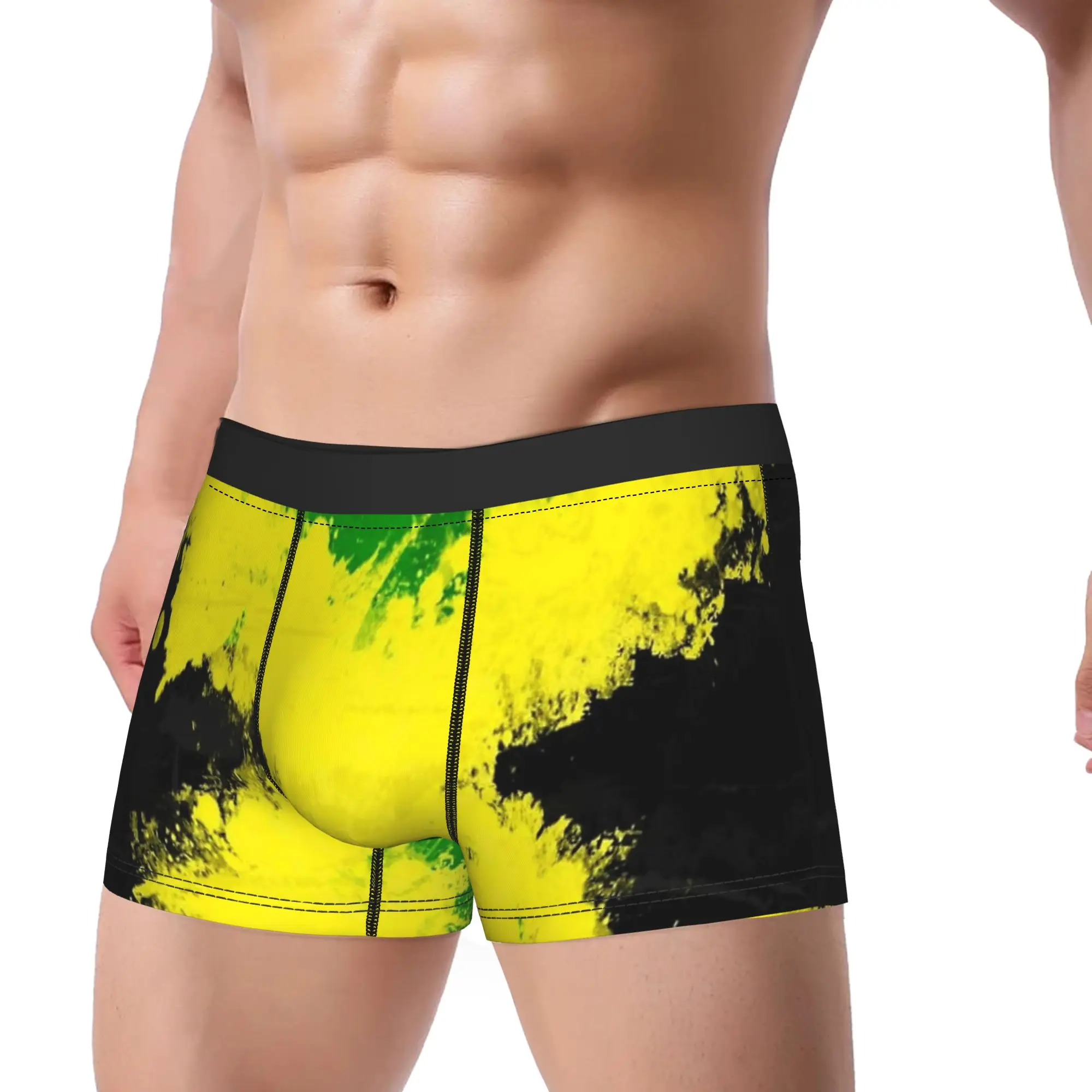 Jamaica Flag Gren And Yellow Underwear  Males Underpants Pattern Sexy Soft Boxershorts Trenky Boxer Brief Plus Size 2XL