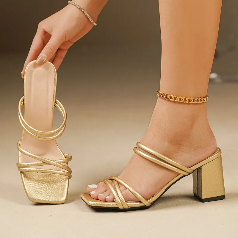 Two-wear Sandals Women's Kitten Heel Open Toe 2025 New Temperament Versatile External Slippers