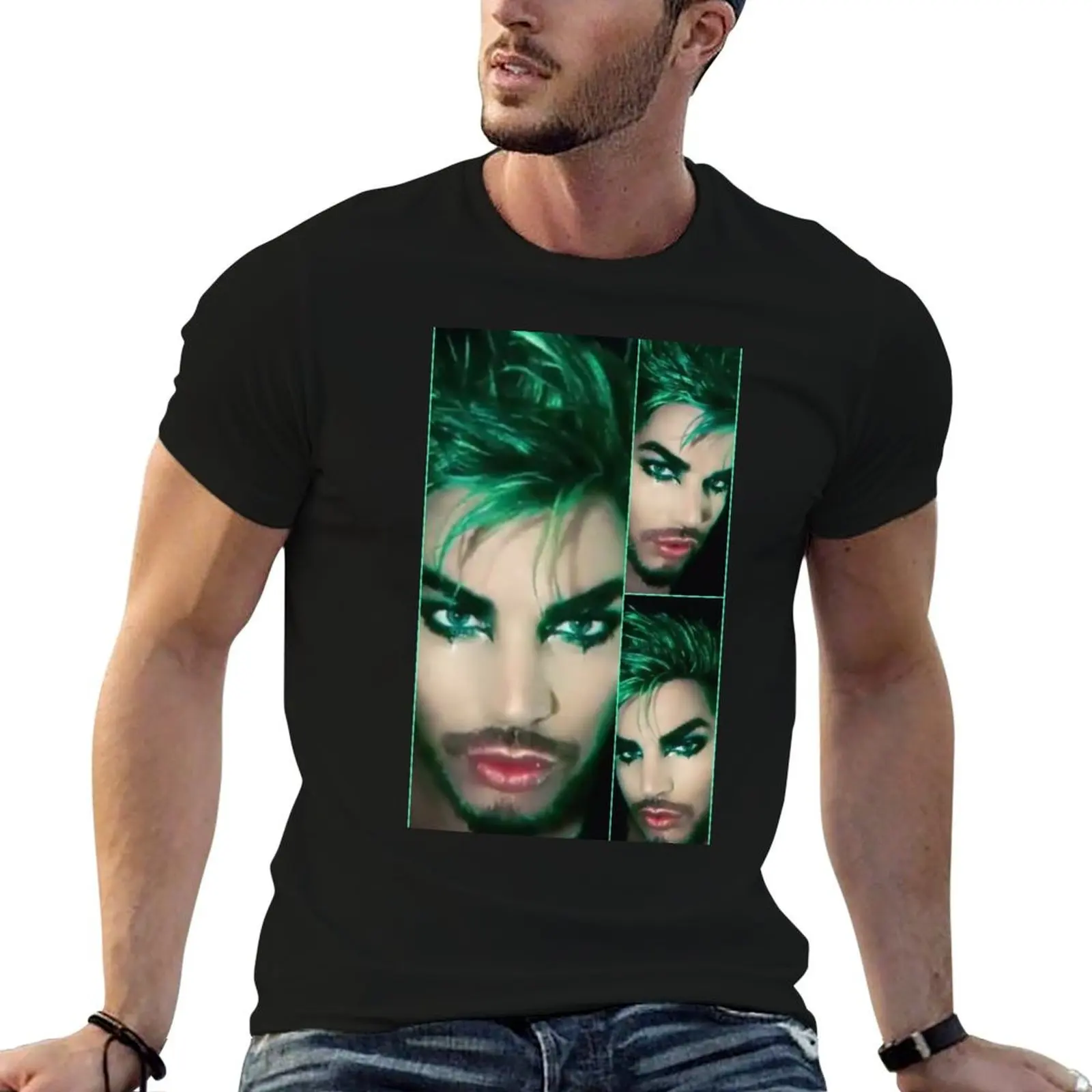 Camiseta magnífica en color verde Adam Lambert, camisetas de algodón 100% para hombre, camisetas de algodón 100% para hombre, camiseta 100%