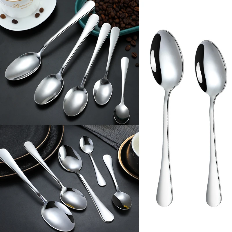 12Pcs 13.3CM High Quality Stainless Steel Dessert Spoon Coffee Cup Surface Polished Coffee Tea Spoon portable Multipurpose Spoon