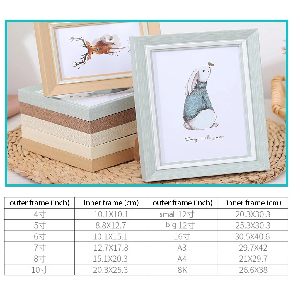 Imilation Wooden Photo Frame Desk Display 5/6/7/8/10 Inch Decorative Frame for Living Room Decor Minimalist Picture Frame