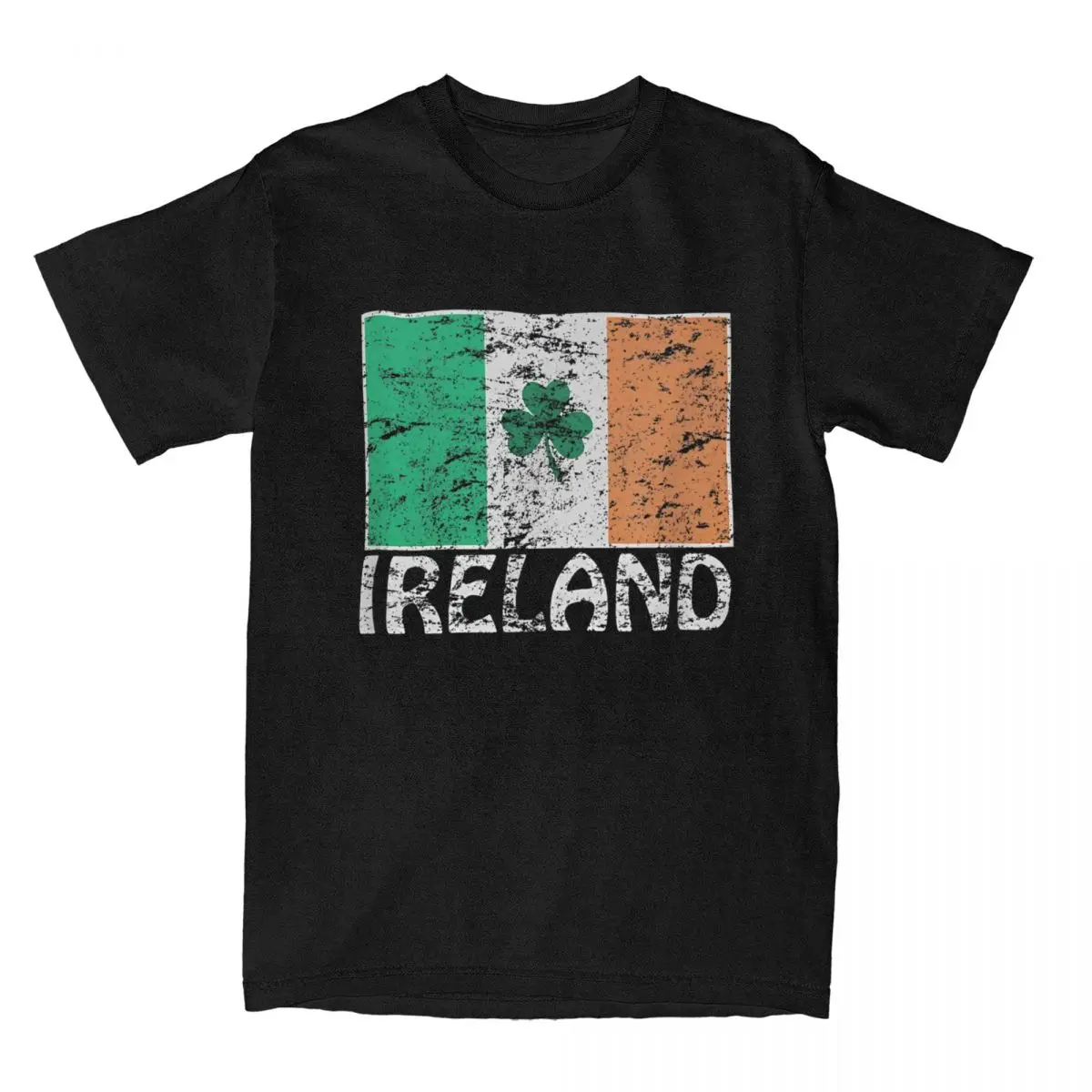 Men T-Shirt Distressed Ireland Flag Shamrock Cool Irish Flags Vintage Cotton Tees St. Patrick's Day T Shirt Clothing Gift Idea