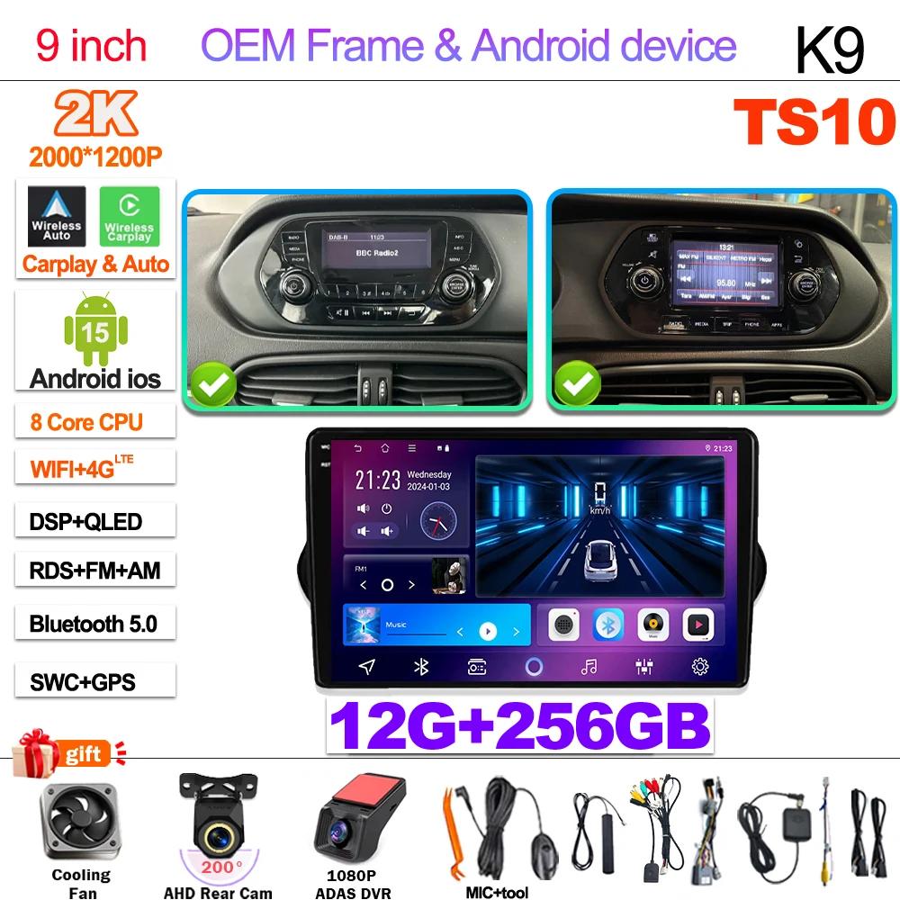 Android 15 Voor Fiat Tipo Egea 2015-2023 2din Head Unit Carplay Auto Radio Multimedia Speler GPS Stereo GEEN 2DIN DVD Wifi 5G
