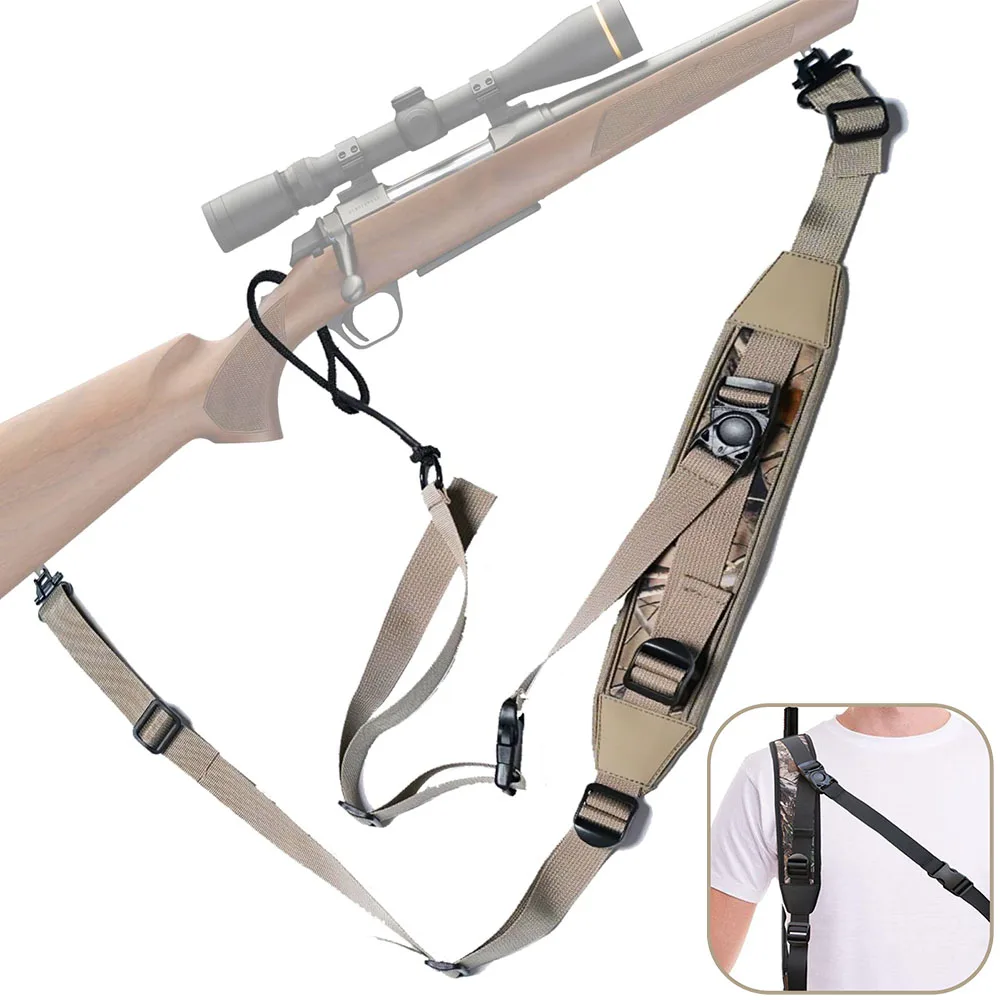 Eslinga para Rifle con eslinga giratoria para montaje de pistola, bandolera de neopreno, correa de hombro manos libres, correa ajustable de liberación rápida