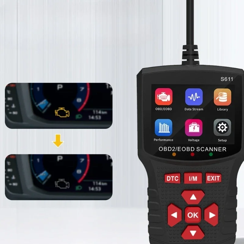 S611 OBDII EOBD Code Reader Car Handheld Fault Detection Diagnostic Instrument