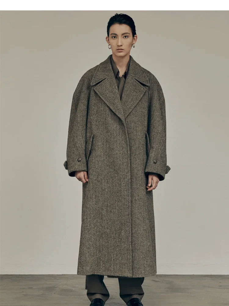 

Allingentle Women's Suit Long Blazer Herringbone Woolen Elegant Suit Jacket for Cocktail Party Daily Casual Outfits Customize