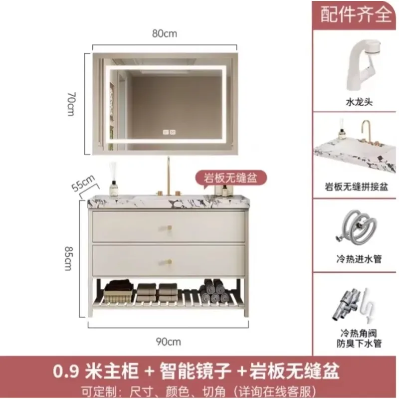 YS-15  rock slab hand wash face integrated basin bathroom cabinet combination floor wash table bathroom