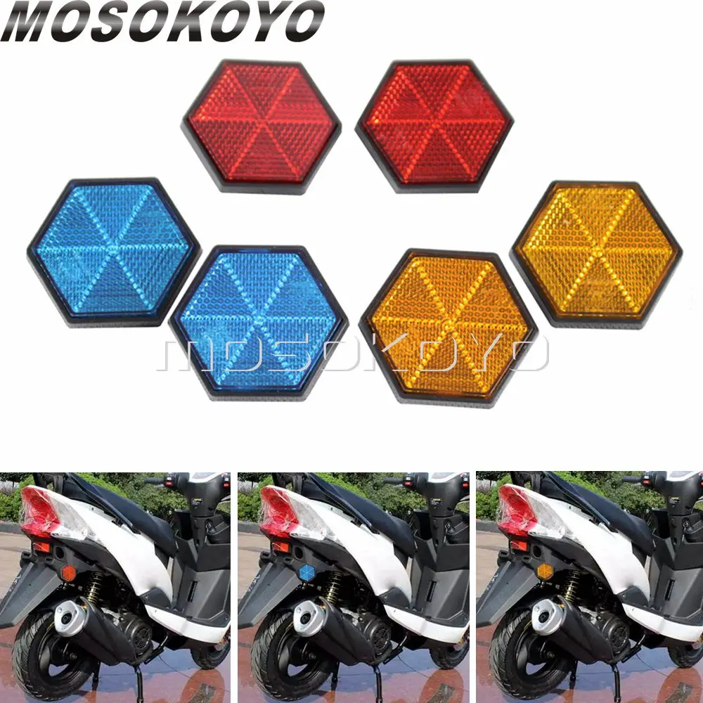 

1 пара шестигранных желтых отражателей, пластиковые отражатели для грузовиков, мотоциклов, квадроциклов, велосипедов, автомобильных отражателей, предупреждающих о безопасности, вилочных отражателей