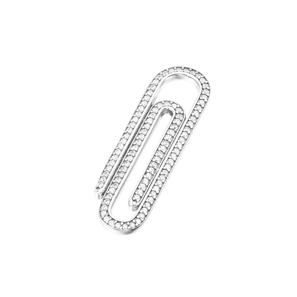 

Pave Paperclip Styling Link Charm 925 Sterling Silver Beads for Women Original Me Bracelets DIY Jewelry Making Kralen Wholesale