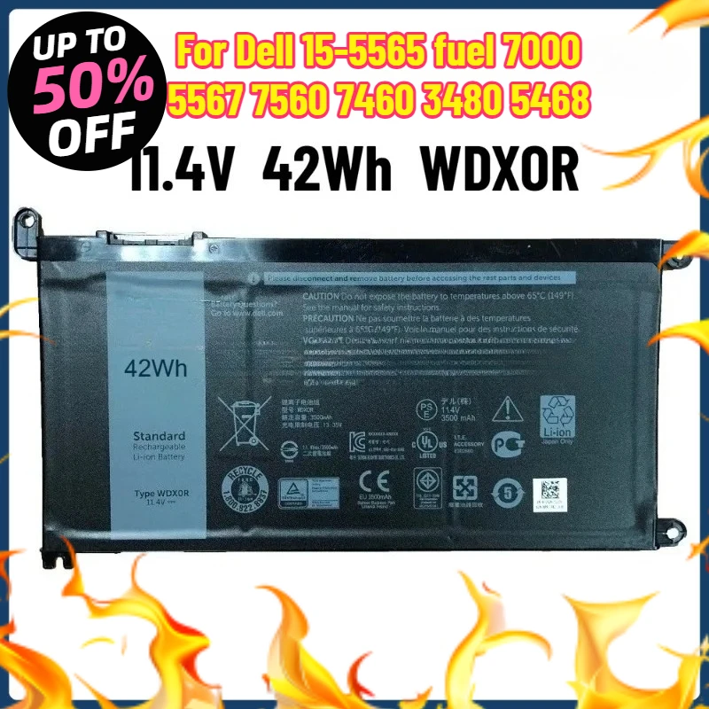 

Аккумулятор WDXOR 11,4 В, 42 Втч для Dell 15-5565 Fuel 7000 5567 7560 7460 3480 5468