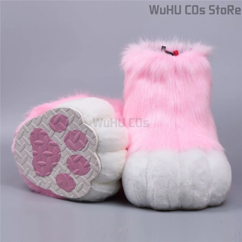 Fursuit Cosplay Paws Shoes Accessories Furry Cosplay Bunny Cat Boots Cute Fluffy Animal Manga Party Cos Wearable Unisex Costume