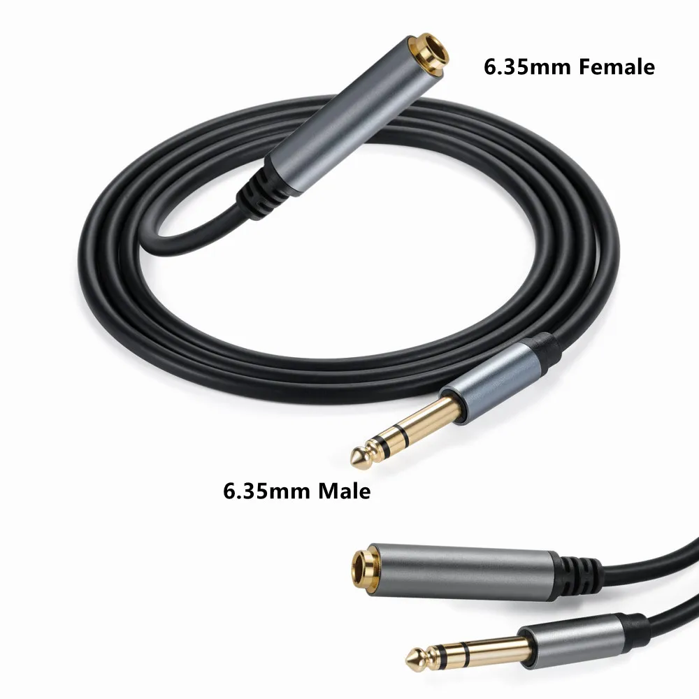 6.35mm Male to Female Extension Cable Line 1/4 Inch Stereo Audio Interconnect Cord TRS Instrument Cable
