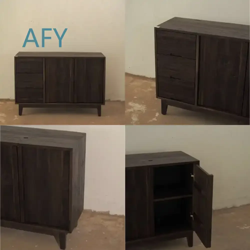 Old Wood Wabi-Sabi Side Cabinet for Medieval Dining Room Solid Wood Tenon Mortise Handmade Side Locker for Rustic Farmhouse