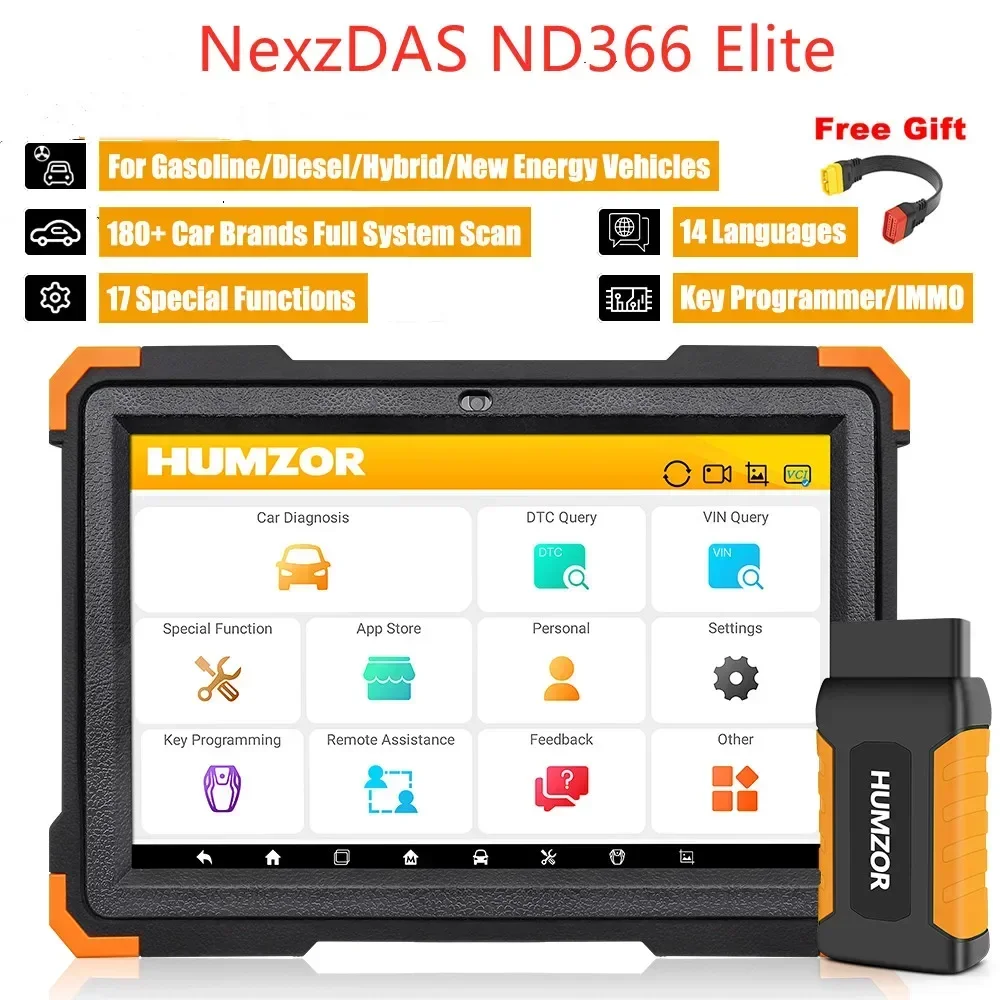 Humzor ND366 Elite OBD2 Scanner Tablet Полная система для ABS Airbag Oil EPB DPF Сброс автомобильных диагностических инструментов Автомобильный считыватель кодов