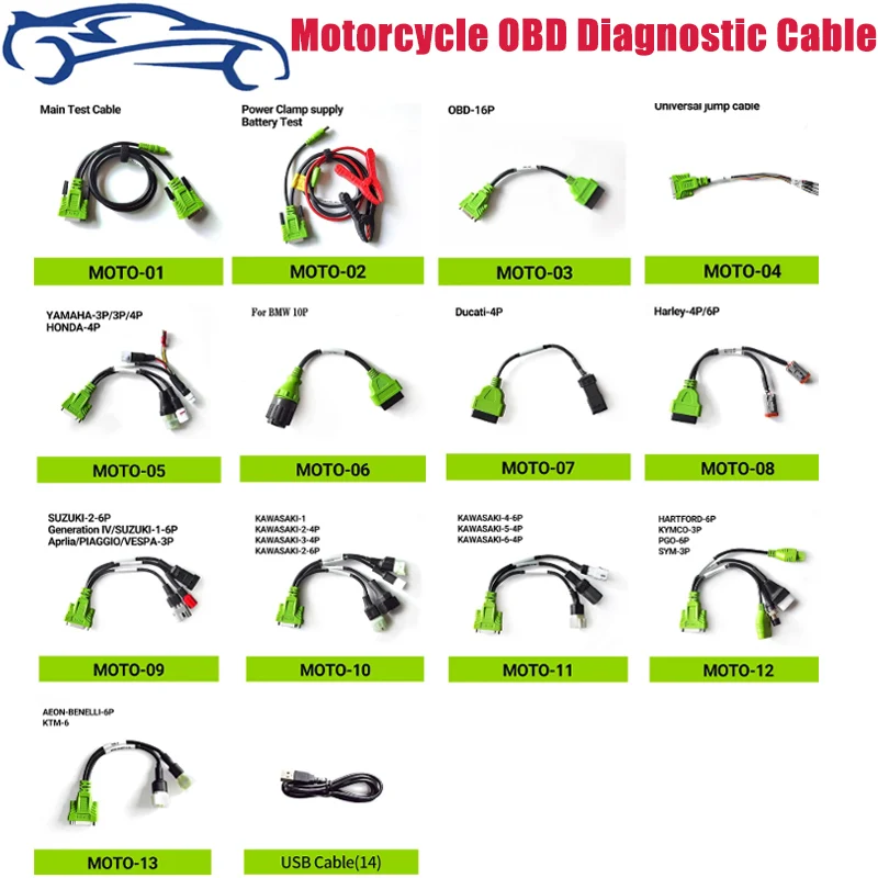 Motorcycle Diagnostic Cables Work For JDIAG M100/M200/M300 Motorcycle Scanner Adapter For BMW/HONDA /SUZUKI /YAMAHA