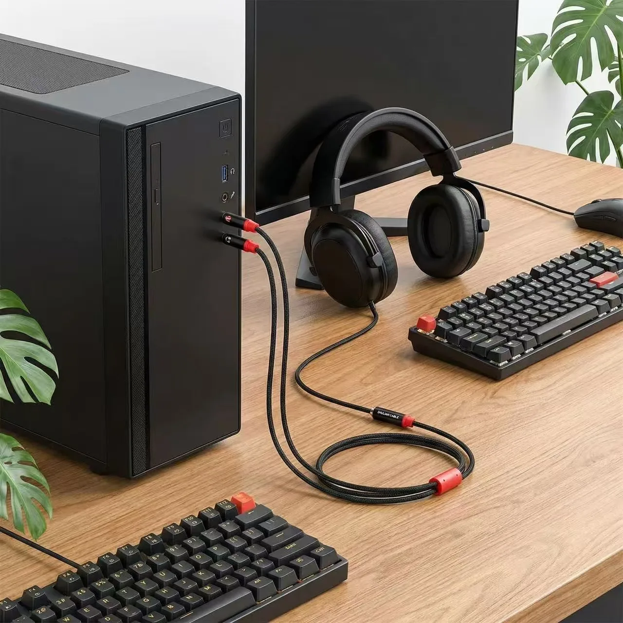 Ausgestattet mit einem 3,5-mm-Buchse und 2 Paar 3,5-mm-Steckern für Computer-Kopfhörer-Splitter, TRRS-Stecker für Kopfhörer zur PC-Verbindung – Detail 3