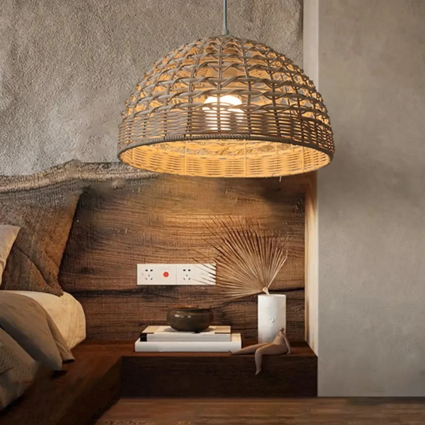 

Rattan Chandelier Lampshade Natural Weaved Wicker Pendant Light for Home Restaurant Decor Rattan Hand-Woven Bamboo Lampshade