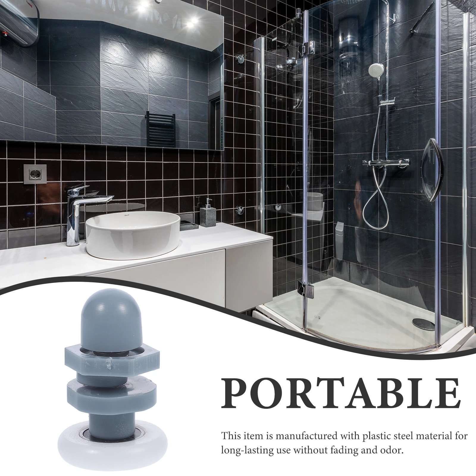 

8pcs Sliding Door Pulley Circular ARC Shower Room Roller Bathroom Wheels Glass Door Accessory Lightweight Durable Practical