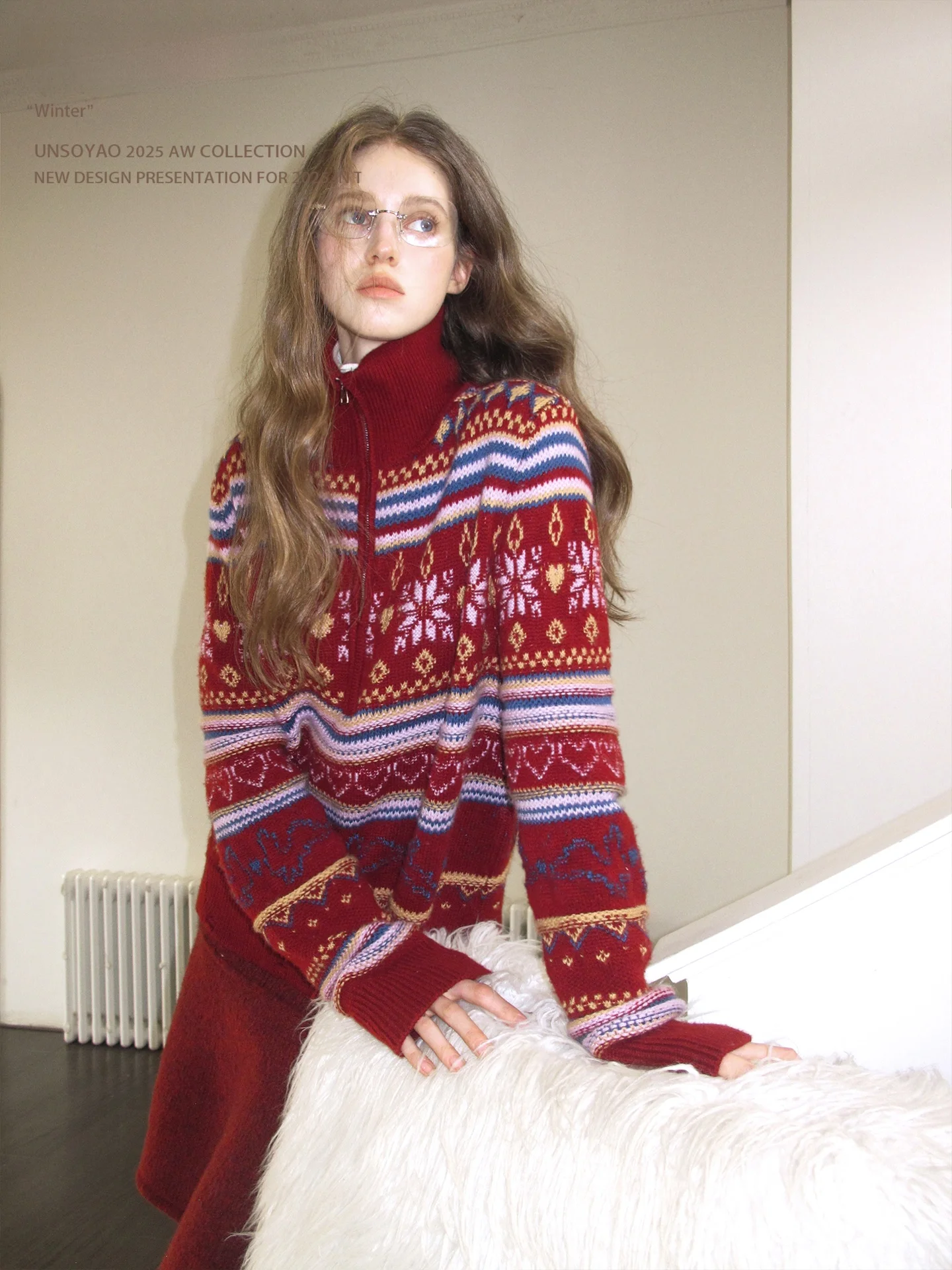 

Красный шерстяной комплект Red Luy: юбка и свитер с высоким воротником, плотный, приталенный, модный, для женщин, зимний вариант