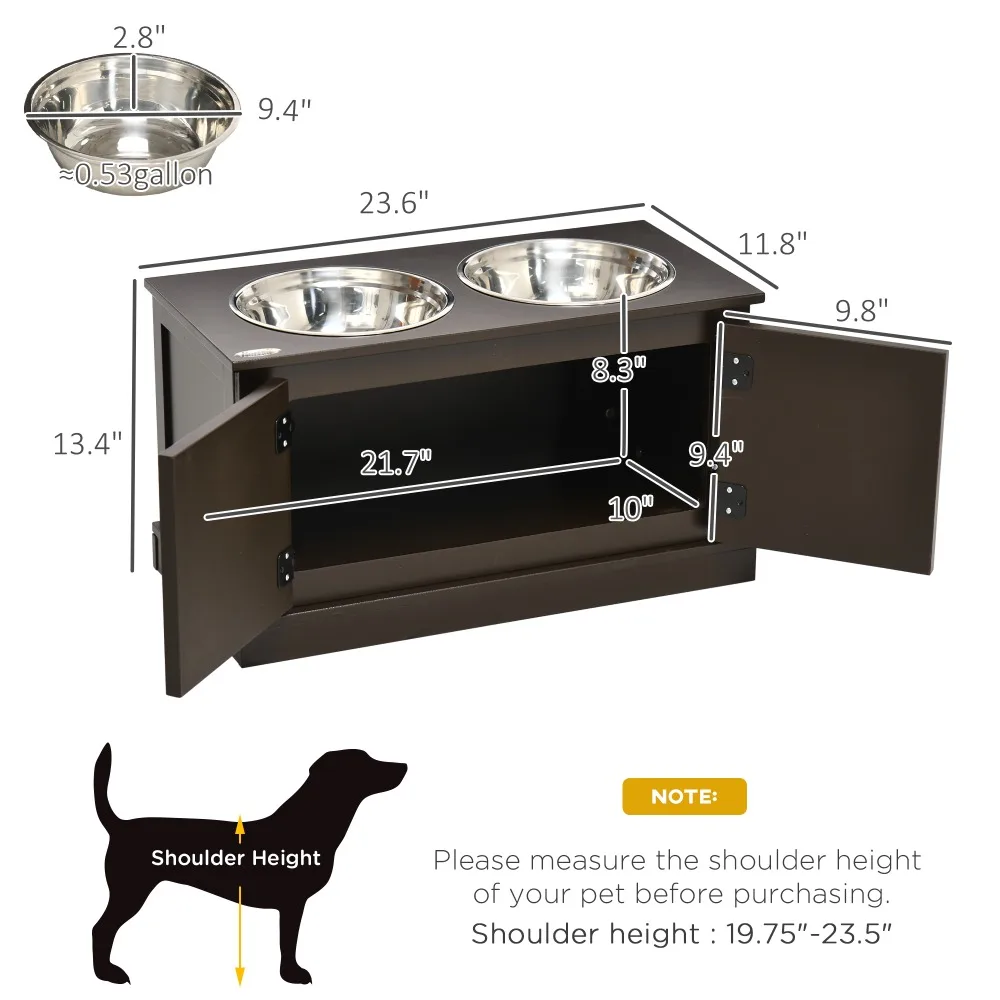 Elevated Dog Bowls for Large Dogs, Raised Dog Bowls with Storage, Two Stainless Steel Bowls, Pet Feeder Station for Indoor Use