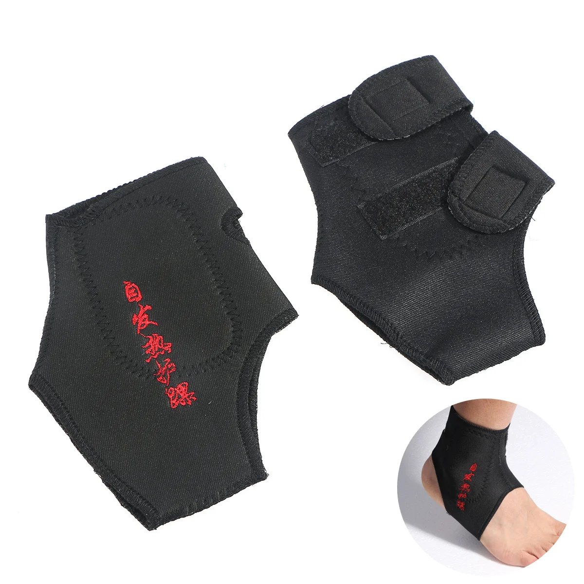 

Pair of Magnetic Thermal Ankle Pad Belt Black Self Heating Ankle Support Brace for Blood Circulation Metabolism Joint Pain